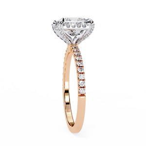 Bague de fiançailles en diamant de laboratoire taille princesse 2,00 ct, en or jaune 18 carats vermeil, avec halo pavé et griffes pavées, pour femme - Product Image 6