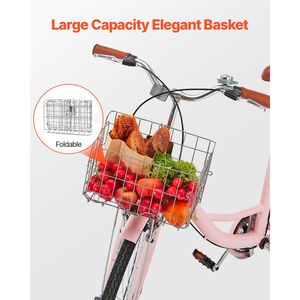 Bicicletta Cruiser da Spiaggia Rosa da 26 Pollici con Forcella in Alluminio, 1 Velocità, Portapacchi Posteriore di Grande Capacità e Cestino, Sicura e Robusta - Product Image 5