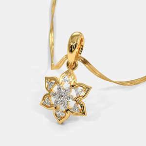 Collar con Colgante de Diamante Cultivado en Laboratorio, Diseño Floral de Seis Pétalos, Oro Amarillo - Product Image 3