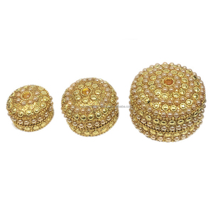 <b>Beaded</b> Metal Trinket Box Set of 3pcs Handmade Jewelry Organizer Souvenir Gift for Wedding Guests Lac Glitter <b>Beaded</b> Pill Box - Product Image 6
