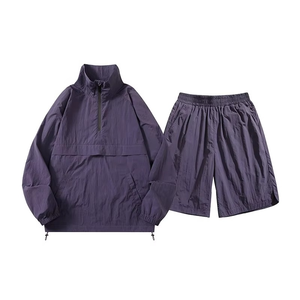 Premium Quick Dry Nylon Taslon Windbreaker <b>Jacket</b> and Shorts Set Custom Logo Athleisure Sportswear Hoodies OEM ODM Manufacturer - Product Image 5