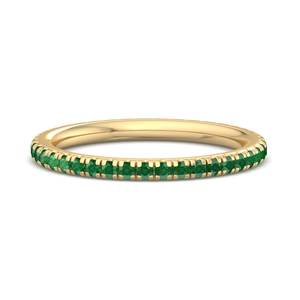 Anillo de lujo en oro rosa con esmeralda verde, corte brillante redondo, apilable, banda de eternidad, alto brillo, joyería de moda para mujer, regalo. - Product Image 6