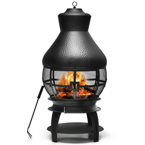 Brasero extérieur à bois avec tapis ignifuge, couvercle en maille et pique-foyer pour barbecue, patio, jardin, camping et feu de camp - Product Image 1