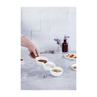 Plateau de service en céramique à trois compartiments avec poignée en bois pour condiments et épices