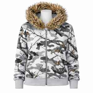 Fabricante de ropa, sudadera con capucha personalizada con cremallera estilo Y2K, con bolsillos retro de piel sintética, corte regular para hombre, 100% algodón, sudadera con capucha de camuflaje para hombre - Product Image 3