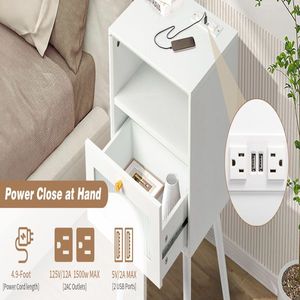 Comodino in Legno Stile Mid-Century con 1 Cassetto, Tavolino Laterale per Soggiorno e Camera da Letto, Ideale per Appartamenti - Product Image 4