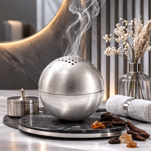 Luxury Marble Brass Incense Burner Set White Gold Customizable Modern Home Decor Premium Handmade Export Customized Logo - Product Image 2