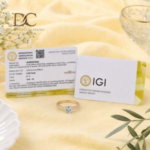 Anillo Étnico de Oro Amarillo Sólido de 14 Quilates con Diamante Cultivado en Laboratorio y Yag Paraiba Azul Cultivado en Laboratorio, Joyería Fina Certificada por IGI para Mujer - Product Image 6