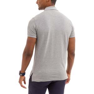 Chemise de golf pour homme, grise, manches courtes, mélange polyester/coton, imprimée, logo sur le devant, coupe classique, style preppy, respirante, tricotée 180g - Product Image 4