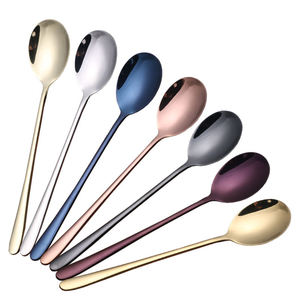 Colored Dinner Spoon <b>Set</b> Stainless Steel Cutlery Spoons Reusable Dining Tableware Premium <b>Flatware</b> Collection - Product Image 1