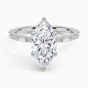 Bague BOJ 0144 en argent 925, taille marquise, sertie de baguettes, solitaire, diamant 2 carats, couleur D, VVS1, moissanite GRA, en promotion - Product Image 1