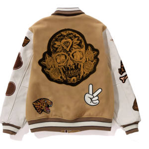 Windbreaker Custom Chenille Embroidery Patch <b>Letter</b> Front High Street Style <b>Men</b> Stand Collar Winter Coated Hooded Varsity <b>Jacket</b> - Product Image 2
