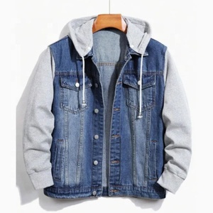 Men's Fashion Hoodie Denim Jacket Stylish Street Long Sleeve Jean Jacket Casual Slim Fit Button Down Jeans Coat - Product Image 1