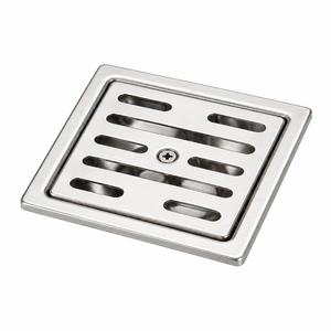 2 Inch Stainless Steel <b>Square</b> Floor <b>Drain</b> with Slotted Grate for Bathroom Washroom - Product Image 1