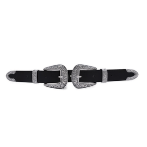 Cintura Angelina in Vera Pelle 3x100cm con Doppia Fibbia Stile Western Accessorio di Moda - Product Image 2