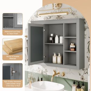 Modern 35 X 27.5 Wall Mounted Bathroom Storage Cabinet with Medicine Cabinet <b>Mirror</b> <b>Bath</b> <b>Mirrors</b> - Product Image 5