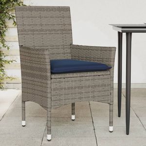 Juego de muebles de patio con 2 sillas de poliratán gris con cojines - Product Image 1