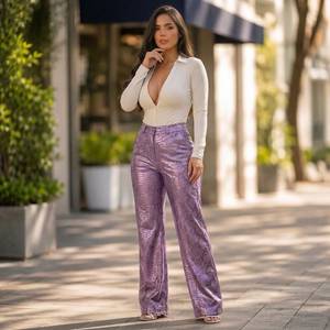 Women's Snakeskin <b>Flare</b> Pant High Waisted Wide Leg <b>Trouser</b> Statement Fashion Party Wear Women <b>Leather</b> <b>Trousers</b> Stylish Outerwear - Product Image 3