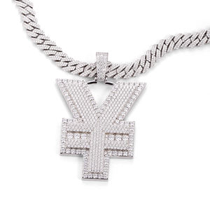 Colgante con Letra Y, Cristal, Micro Pavé, Aleación Chapada en Rodio, Amuleto Hiphop para Hombre, Joyería de Moda - Product Image 1