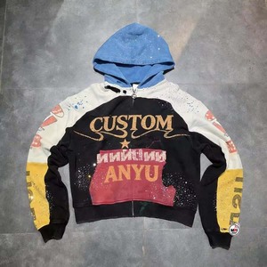 Sudadera con capucha y cremallera ROUGHPLAY morada para hombre, estilo oversize, streetwear, OEM, diseño con bolsillo de felpa francesa, para otoño e invierno, venta al por mayor - Product Image 6