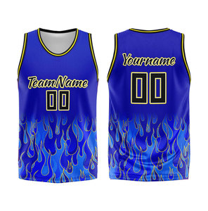Custom Sublimated Basketball Uniform Blue Flame Design Moisture Wicking Mesh Jersey Shorts Unisex Adult Teamwear - Product Image 3