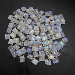 Piedras preciosas calibradas de piedra lunar arcoíris natural, rectangulares, con base plana, calidad AAA Plus, para la fabricación de joyas. - Product Image 4