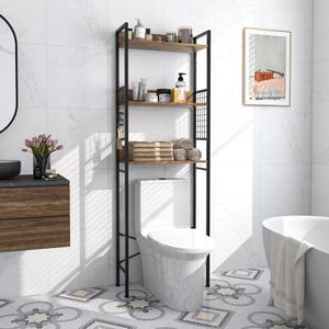 Scaffale portaoggetti a 3 livelli da posizionare sopra il WC con 3 ganci, mensole per il bagno - Product Image 1