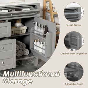 Mobile bagno moderno da 36 pollici con lavabo integrato, 2 cassetti e cassetto a ribalta, mobiletto contenitore per bagno con lavabo singolo - Product Image 5
