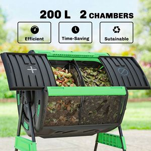 Compostador de Doble Cámara para Exteriores de 53 Galones, Libre de BPA, con Ventilación Ajustable, Contenedor de Compost Verde - Product Image 4