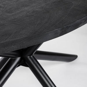 Table à manger pliante en bois de manguier massif, finition noire mate, style industriel, pour la maison, la cuisine, le restaurant, pieds araignée, durable, facile à nettoyer - Product Image 6