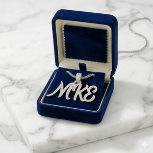 Trendy Minimalist jewelry 925 <b>Silver</b> Rhodium Plated Custom Initial Nameplate Iced Cursive Moissanite Diamond Pendants <b>Necklace</b> - Product Image 5