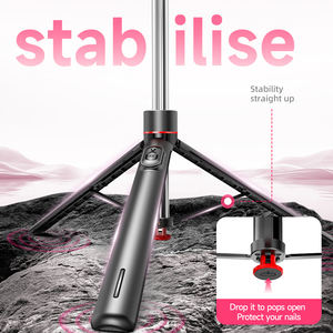 TT02 Trípode <span class=keywords><strong>3</strong></span> en 1 de 1.75m con Apertura Automática, Control Remoto Magnético, Clip Desmontable para Teléfono, Palo Selfie - Product Image 3