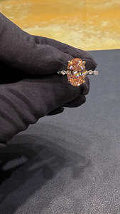 Luxury 6ct Fancy Color Oval Diamond <b>Ring</b> 14k Rose <b>Gold</b> Multi Shape Marquise Engagement Wedding IGI Certified Prong <b>Set</b> Fine - Product Image 5