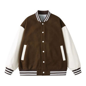 High Quality College Baseball Style Varsity Jacket <b>Men</b> Trendy Sportswear Cotton Fabric Plain Dyed Front Windproof Breathable - Product Image 4