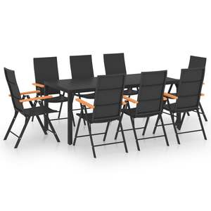 Conjunto de Comedor de Ratán PE Negro y Marrón con Asientos Grandes para Jardín - Product Image 2