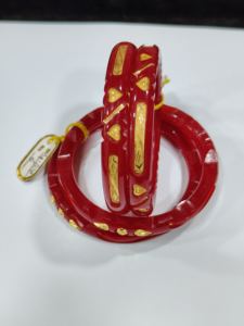 LISA JEWELLERS 22K Solid Gold Red Pola <b>Bangle</b> <b>Bracelets</b> Women Traditional Bengali Bridal Wedding Jewelry BIS Certified 5 GM - Product Image 2