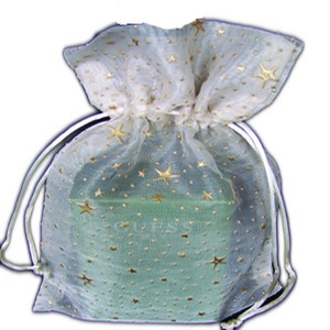 Star Print Organza Brocade Silk Fashion Durable Drawstring Wedding Gift Bag for Jewellery Dry Fruits India Wholesale Shagun - Product Image 2
