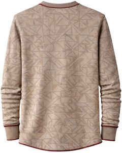 Sweat-shirt Henley à imprimé géométrique beige pour homme, manches longues, en molleton français, coupe classique, haut décontracté pour homme, vêtements d'hiver, nouveauté - Product Image 2