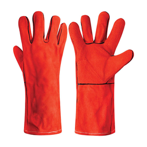 Red Cow Split Leather 16-Inch Welding <b>Gloves</b> Heat Resistant Heavy Duty - Product Image 1