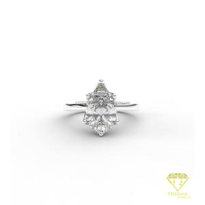 Anillo de Compromiso Solitario con Diamante Moissanite Corte Pera en Plata 925, Estilo Vintage de Seis Puntas, Certificado IGI, Anillo de Promesa para Mujer - Product Image 4