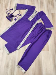 Salwar Kameez de crepé para mujer, de Dhwaja Export, con encaje de espejo real, estilo moderno, de secado rápido, para bodas y ocasiones especiales. - Product Image 6