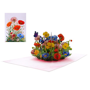Tarjeta de Felicitación 3D con Flores Silvestres de Amapola, Estilo Romántico, Superventas en Vietnam, Diseño Personalizado, Artesanía, para el Día de San Valentín - Product Image 1