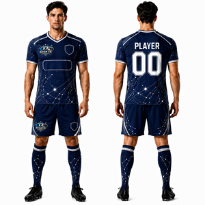 Ensemble d'uniformes de football personnalisables par sublimation, respirant, à séchage rapide, en polyester, manches courtes, avec logo personnalisé - Product Image 1
