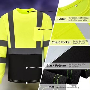 High Visibility Long Sleeve <b>Work</b> Shirt Men Reflective Safety Uniform Polyester Hi Vis Contrast Color Industrial Use - Product Image 6