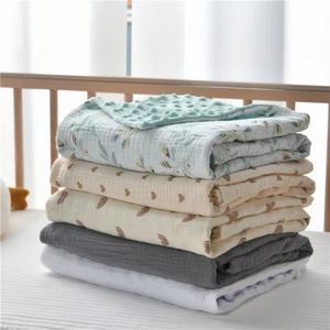 Couvertures pour bébé en coton biologique, pliées, à motif floral, rectangulaires, douces - Product Image 4