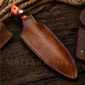 High Quality Custom Handmade Damascus Steel Chef Knives American Flag Bone Wood Handle - Product Image 3