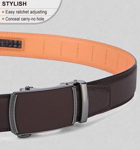 Cinturones de Vestir de Cuero Genuino para Hombre de Alta Calidad, Diseño Moderno y Elegante, Hebilla de Trinquete, Logotipo Personalizado al por Mayor, OEM - Product Image 3