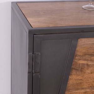 Vandana Crystal Grain industrial <b>sideboard</b> in <b>grey</b> metal and mango wood - Product Image 3