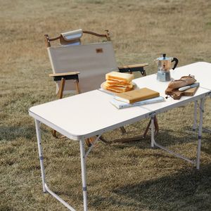 Tavolo Pieghevole in Alluminio 180x60x70cm Bianco per Camera da Letto, Campeggio, Picnic, Cucina, Altezza Regolabile, Richiudibile - Product Image 3