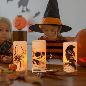 3 Pack Halloween Flameless Orange <b>Light</b> Candle Lamp Battery Operated with <b>Timer</b> Setting Warm Decor for Party - Product Image 3